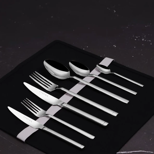 Serenk Barselona Çelik Çatal Kaşık Bıçak Takımı 42 Parça, Premium 18/10 Paslanmaz Çelik - Resim 3