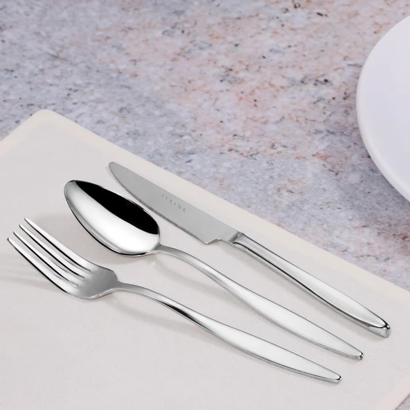 Serenk Milano Çelik Çatal Kaşık Bıçak Takımı 18 Parça, Premium 18/10 Paslanmaz Çelik - Resim 2