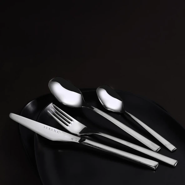 Serenk New York Çelik Çatal Kaşık Bıçak Takımı 24 Parça, Premium 18/10 Paslanmaz Çelik Malzeme - Resim 3