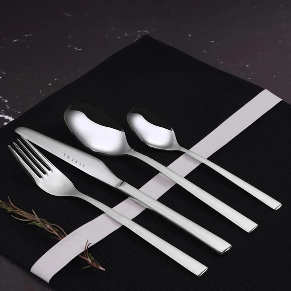 Serenk New York Çelik Çatal Kaşık Bıçak Takımı 24 Parça, Premium 18/10 Paslanmaz Çelik Malzeme - Resim 4