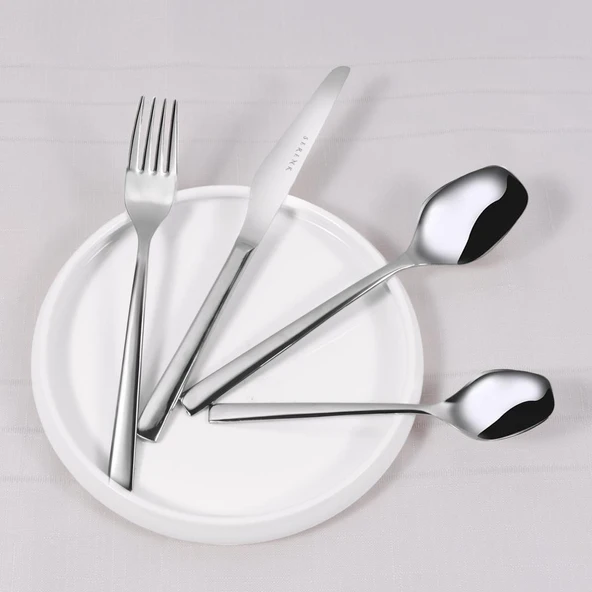 Serenk New York Çelik Çatal Kaşık Bıçak Takımı 24 Parça, Premium 18/10 Paslanmaz Çelik Malzeme - Resim 2