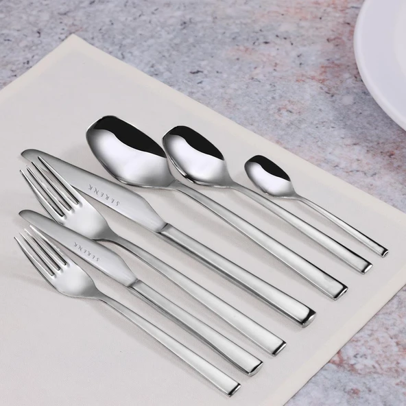 Serenk New York Çelik Çatal Kaşık Bıçak Takımı 42 Parça, Premium 18/10 Paslanmaz Çelik Malzeme - Resim 2