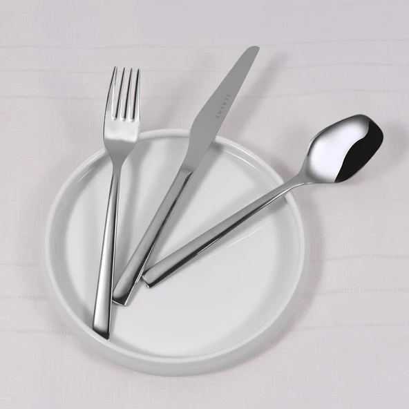 Serenk New York Çelik Çatal Kaşık Bıçak Takımı 18 Parça, Premium 18/10 Paslanmaz Çelik Malzeme - Resim 2