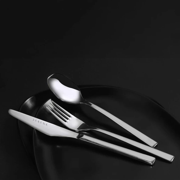 Serenk New York Çelik Çatal Kaşık Bıçak Takımı 18 Parça, Premium 18/10 Paslanmaz Çelik Malzeme - Resim 4