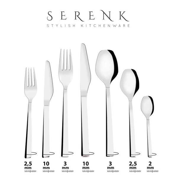 Serenk New York Çelik Çatal Kaşık Bıçak Takımı 24 Parça, Premium 18/10 Paslanmaz Çelik Malzeme - Resim 5