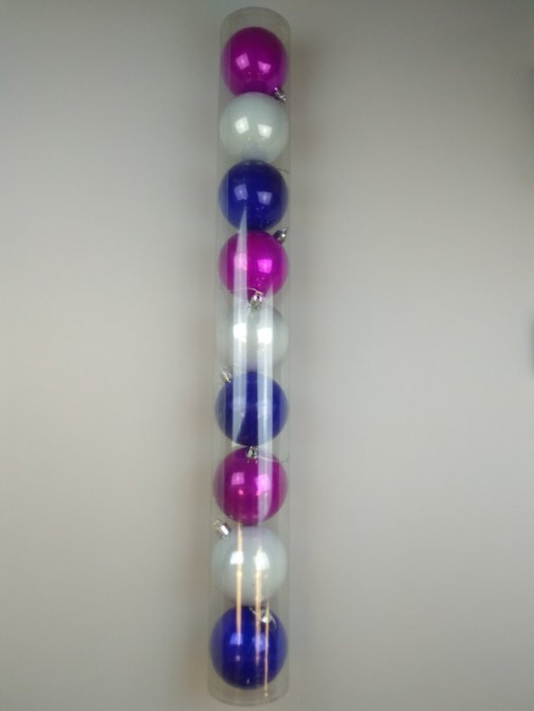 YILBAŞI 9LU BORU TOP SÜS LACİVERT-BEYAZ PEMBE - 2