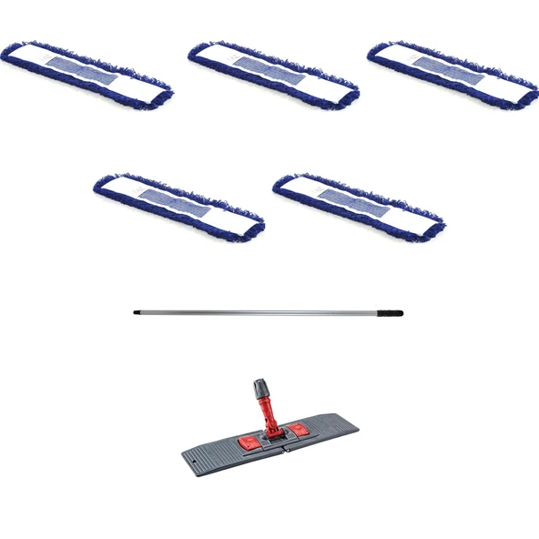 Cod-Ex Orlon Mavi Statik Toz Mop Takımı Seti - 60 Cm. - 5 Adet Mop + Mop Tutucu + Sap - 1 Takım ürün görseli 1