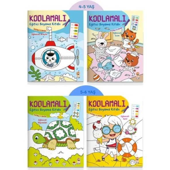 Kodlamalı Eğitici Boyama Seti 4 Kitap - 2