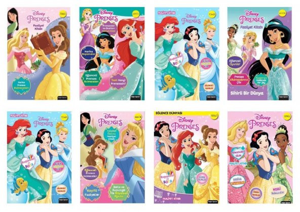 Okul Öncesi Disney Prenses Faaliyet Kitabı Seti 8 li LİSANSLI