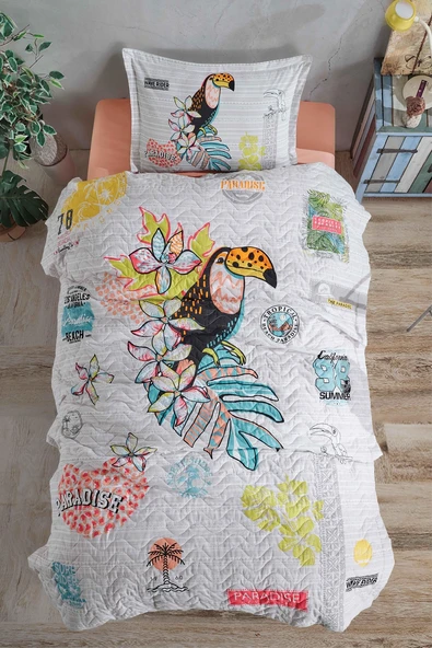 Clasy Ranforce Dört Mevsim Tek Kişilik Paradise V1 Somon ürün görseli