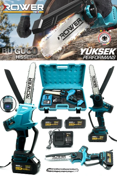 Rowermax Alman 99880VFX Dijital Gösterge Otomatik Yağlamalı Şarjlı El Testeresi Dal Kesme Budama