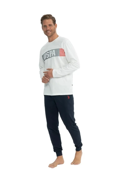 U.S. Polo Assn. Erkek Yuvarlak Yaka Göğüs Baskılı Pijama Takımı - 8