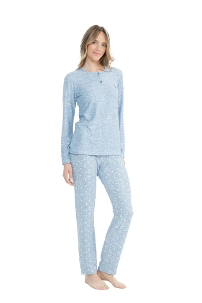 U.S. Polo Assn. Kadın Düğmeli Yaka Uzun Kollu Pijama Takımı - 6