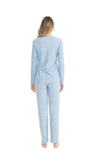 U.S. Polo Assn. Kadın Düğmeli Yaka Uzun Kollu Pijama Takımı - 7