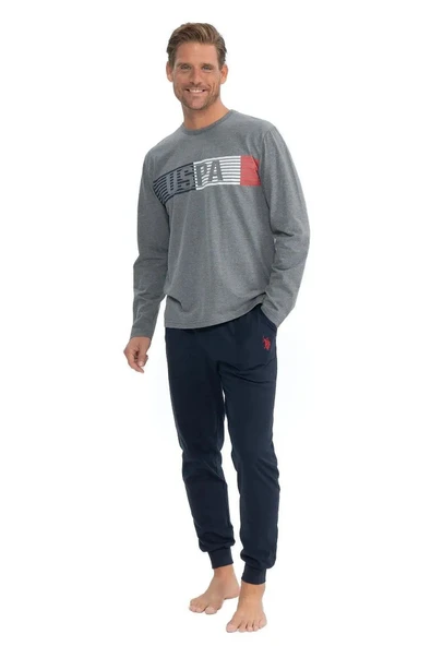 U.S. Polo Assn. Erkek Yuvarlak Yaka Göğüs Baskılı Pijama Takımı - 4