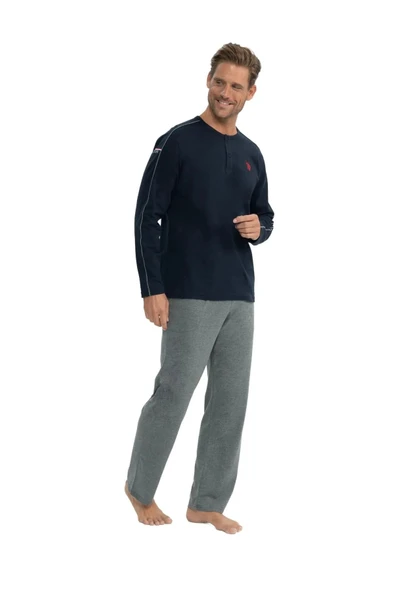 U.S. Polo Assn. Erkek Yuvarlak Yaka Göğüs Baskılı Pijama Takımı - 2