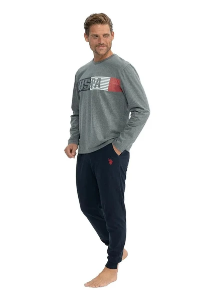 U.S. Polo Assn. Erkek Yuvarlak Yaka Göğüs Baskılı Pijama Takımı - 5