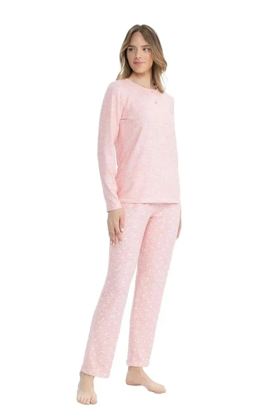U.S. Polo Assn. Kadın Düğmeli Yaka Uzun Kollu Pijama Takımı - 2