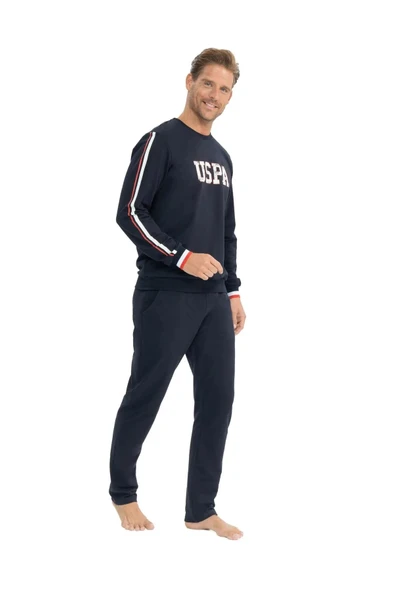 U.S. Polo Assn. Erkek Uzun Kollu Şerit Detaylı Pijama Takımı - 2