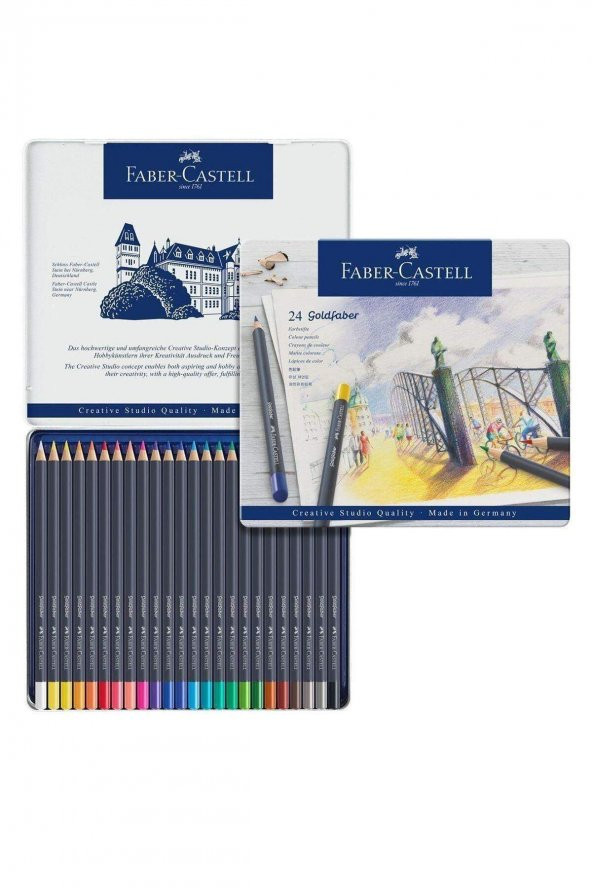 Faber Castell Goldfaber Kuru Boya Kalemi 24 Renk Teneke Kutu