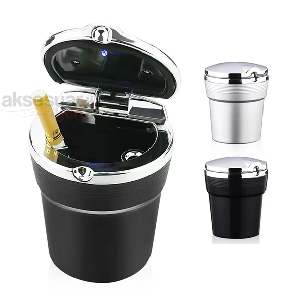 Siyah Renk Araç İçi Küllük Kapaklı ve Işıklı - 2