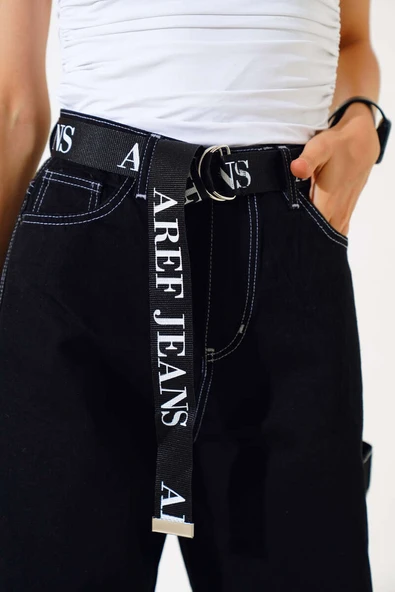 Baggy Bol Paça Kot Pantolon Siyah Beyaz - Resim 4