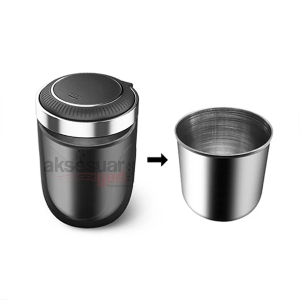 Siyah Renkli Araç İçi Küllük Otomatik Kapaklı ve Işıklı - 3