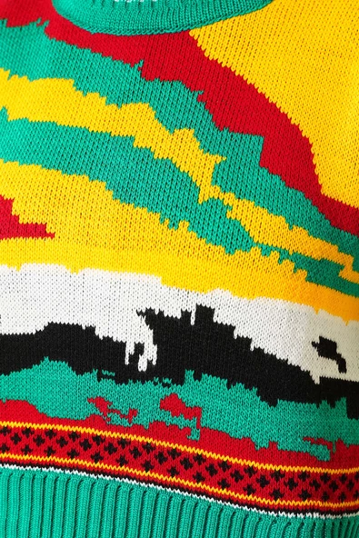 Karışık Desen Triko Kazak Zümrüt - 4