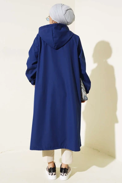 Çıtçıtlı Trençkot Lacivert - 3