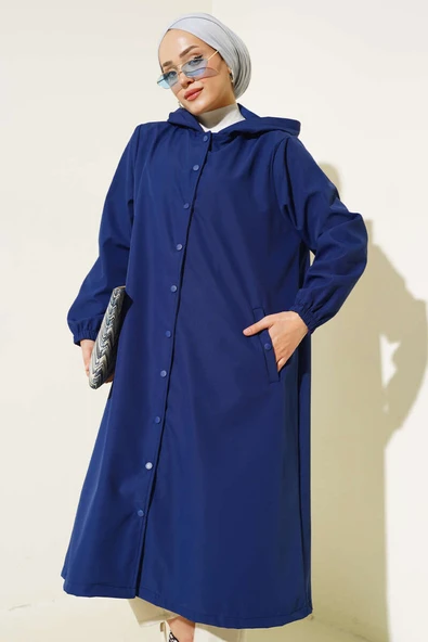 Çıtçıtlı Trençkot Lacivert - 2