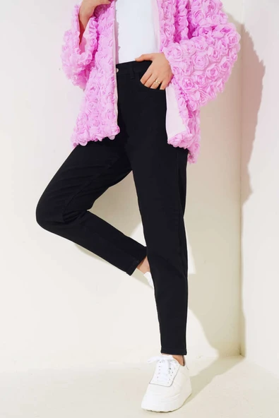 Mom Friend Düz Jean Pantolon Siyah - 2