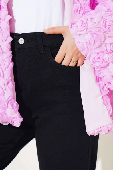 Mom Friend Düz Jean Pantolon Siyah - 4