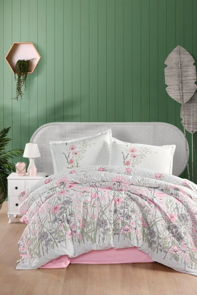 Clasy Ranforce Dört Mevsim Çift Kişilik Set Angola V1 Pembe ürün görseli 1