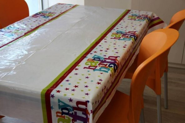 Happy Birthday Yazılı Doğum Günü Partisi Plastik Masa Örtüsü - 3