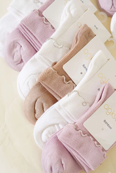 Bayan 12li Kıvrık Taşlı Soket Çorap Asorti 3 - Resim 2