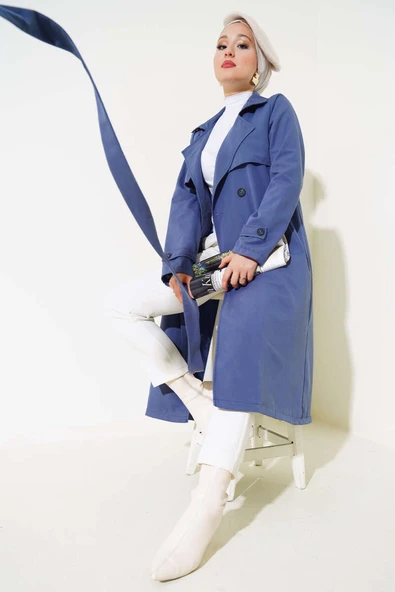 Kuşaklı Araboy Trenç İndigo ürün görseli 1