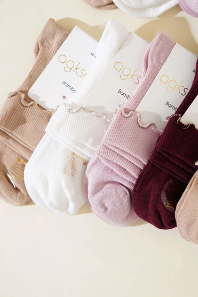 Bayan 12li Kıvrık Taşlı Soket Çorap Asorti 2 - Resim 2