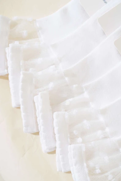 Bayan 12li Şeffaf Kısa Konç Çorap Beyaz - Resim 2