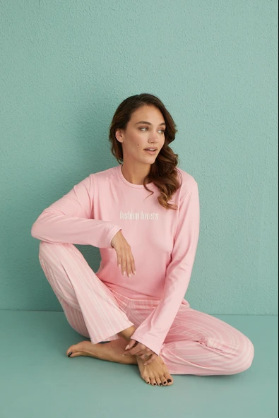 Gd Goldoremi 14102-7 Kadın Fashion Lovers Termal Uzun Kol Pijama Takım - Resim 7