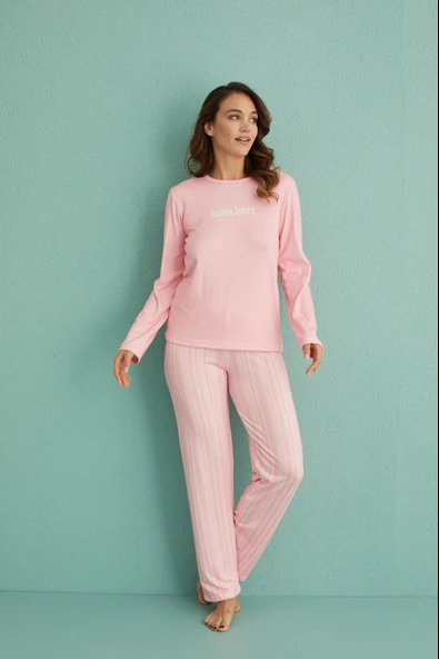 Gd Goldoremi 14102-7 Kadın Fashion Lovers Termal Uzun Kol Pijama Takım - Resim 3