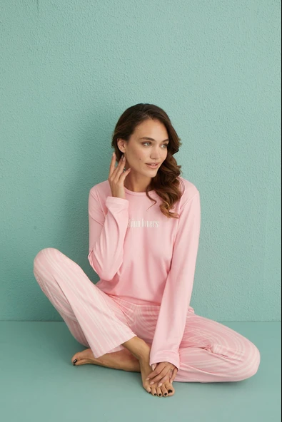 Gd Goldoremi 14102-7 Kadın Fashion Lovers Termal Uzun Kol Pijama Takım - Resim 4