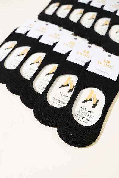 Bayan 12li Silikon Topuk Babet Çorap Siyah - Resim 2