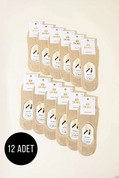 Bayan 12li Silikon Topuk Babet Çorap Ten ürün görseli