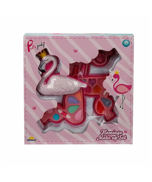 Pretty Pinky Flamingo Şekilli 3 Katlı Makyaj Güzellik Seti - Resim 2