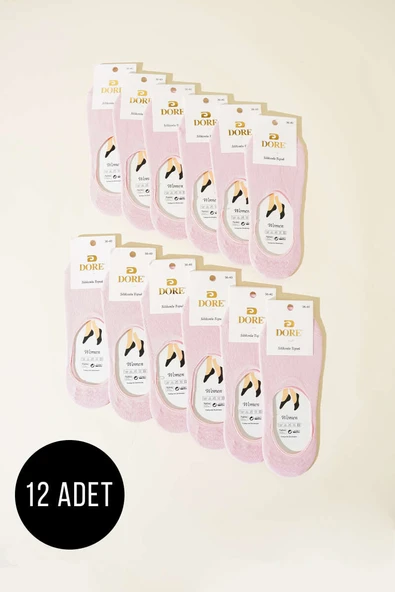 Bayan 12li Silikon Topuk Babet Çorap Pembe ürün görseli