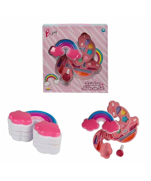 Pretty Pinky Gökkuşağı Şekilli 3 Katlı Makyaj Güzellik Seti - Resim 2