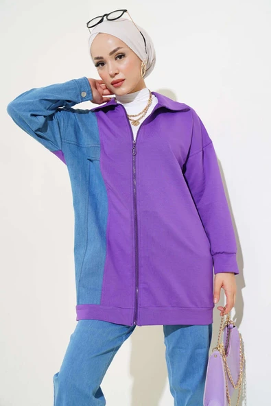 Kot Garnili Hırkalı İkili Takım Menekşe - Resim 2