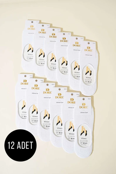 Bayan 12li Silikon Topuk Babet Çorap Beyaz ürün görseli