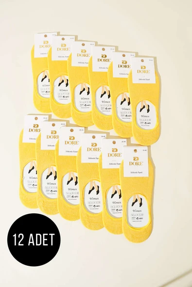 Bayan 12li Silikon Topuk Babet Çorap Sarı ürün görseli