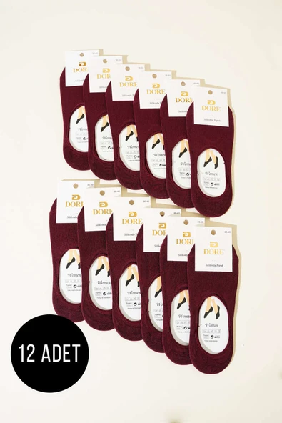 Bayan 12li Silikon Topuk Babet Çorap Bordo ürün görseli